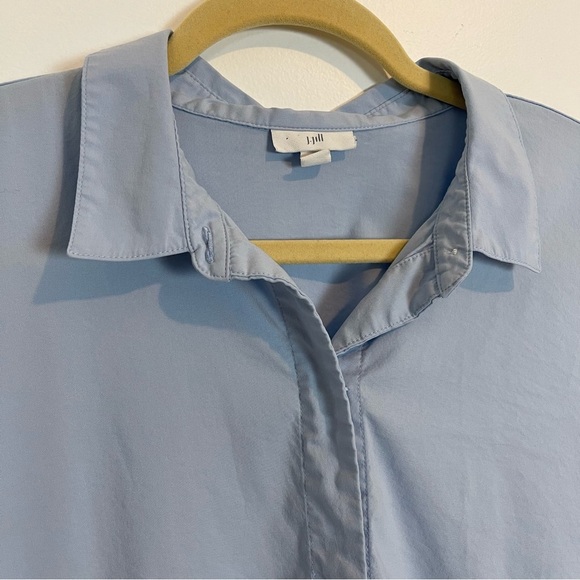 J Jill Petite Light Blue Lagenlook Popover Tunic XL Tall hidden button side slit - Picture 4 of 12